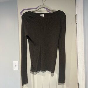Hippie Rose Ribbed Long Sleeve Top - Dark Brown